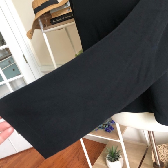 Eileen Fisher black georgette crepe silk long sleeve box top blouse - Picture 3 of 6